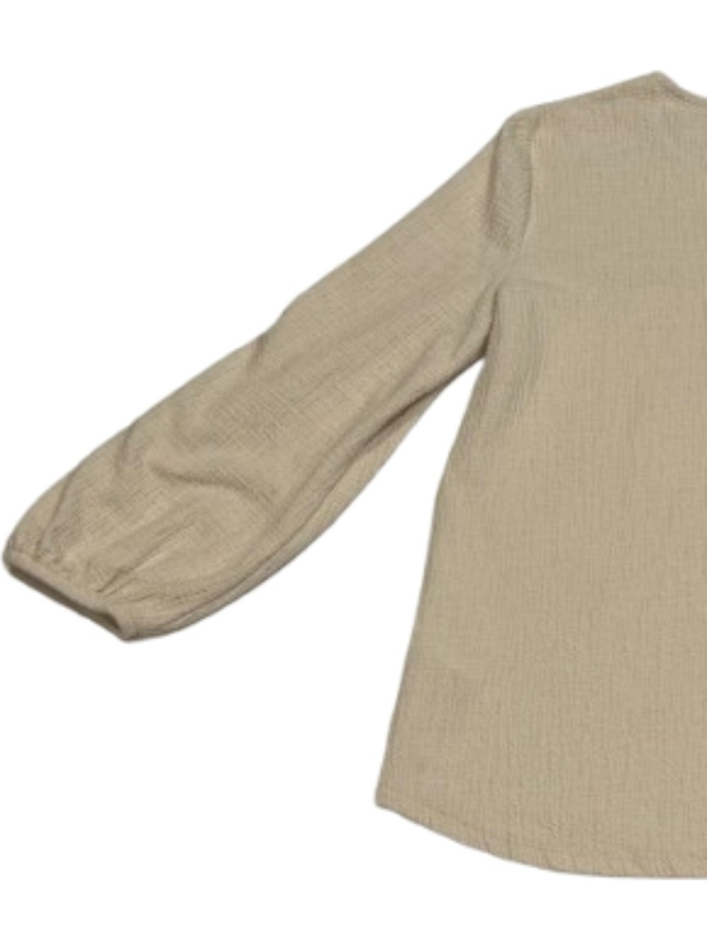 Adrianna Papell Womens Large Cream/Tan/Off White Textured Long Sleeve Shirt